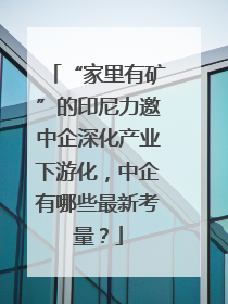 “家里有矿”的印尼力邀中企深化产业下游化，中企有哪些最新考量？