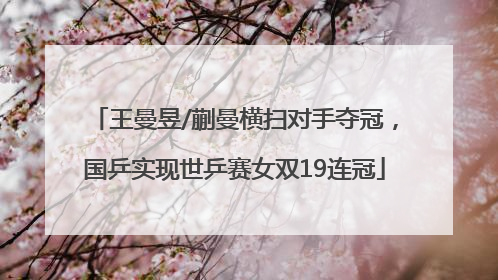 王曼昱/蒯曼横扫对手夺冠，国乒实现世乒赛女双19连冠