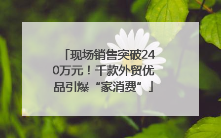 现场销售突破240万元！千款外贸优品引爆“家消费”