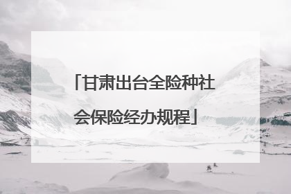 甘肃出台全险种社会保险经办规程