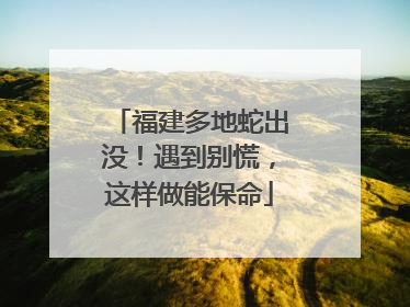 福建多地蛇出没！遇到别慌，这样做能保命