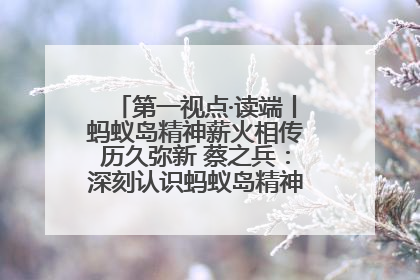 第一视点·读端丨蚂蚁岛精神薪火相传历久弥新 蔡之兵：深刻认识蚂蚁岛精神的“精气神”