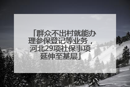 群众不出村就能办理参保登记等业务，河北29项社保事项延伸至基层