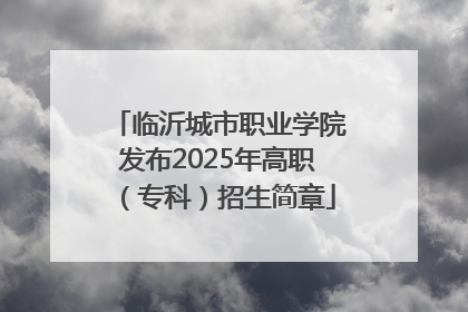 临沂城市职业学院发布2025年高职（专科）招生简章