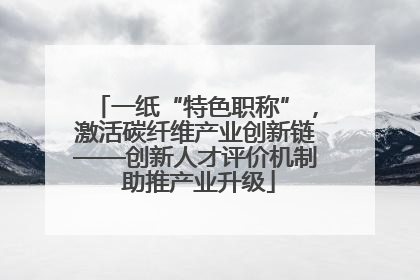一纸“特色职称”，激活碳纤维产业创新链——创新人才评价机制 助推产业升级
