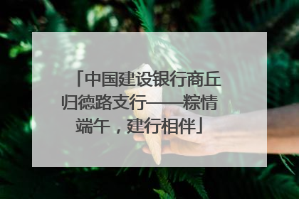 中国建设银行商丘归德路支行——粽情端午，建行相伴