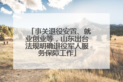 事关退役安置、就业创业等，山东出台法规明确退役军人服务保障工作