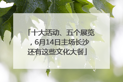 十大活动、五个展览，6月14日主场长沙还有这些文化大餐