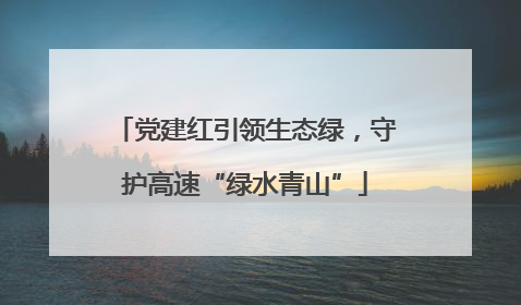 党建红引领生态绿，守护高速“绿水青山”