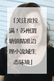 关注度拉满！苏州渭塘镇精准治理小流域生态环境