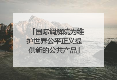 国际调解院为维护世界公平正义提供新的公共产品
