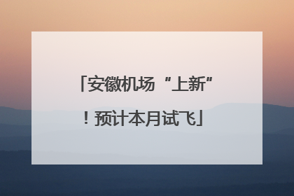 安徽机场“上新”！预计本月试飞