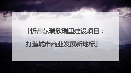 忻州东瑞欣瑞里建设项目：打造城市商业发展新地标