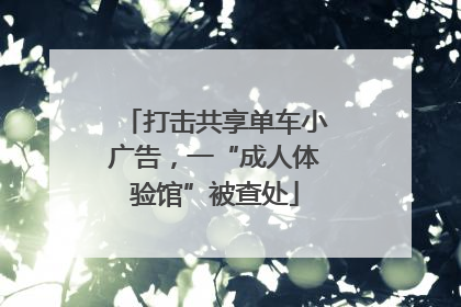 打击共享单车小广告，一“成人体验馆”被查处