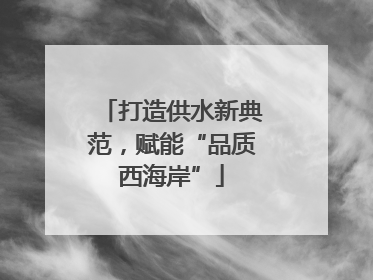 打造供水新典范，赋能“品质西海岸”