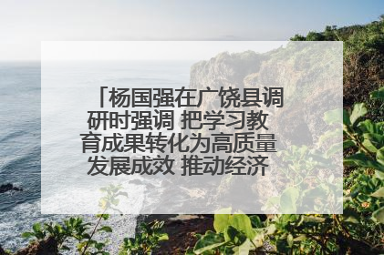 杨国强在广饶县调研时强调 把学习教育成果转化为高质量发展成效 推动经济稳健向好进中提质