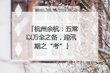 杭州余杭：五常以万全之备，迎汛期之“考”