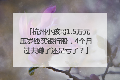 杭州小孩哥1.5万元压岁钱买银行股，4个月过去赚了还是亏了？