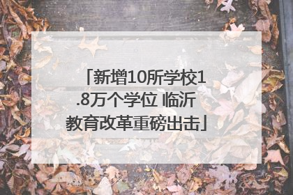 新增10所学校1.8万个学位 临沂教育改革重磅出击