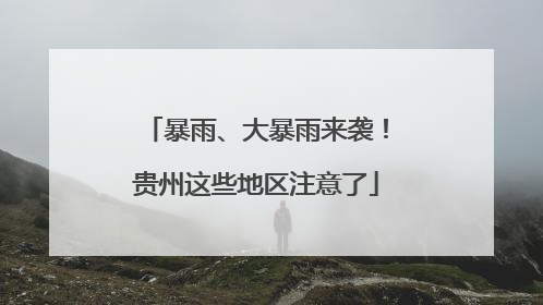 暴雨、大暴雨来袭！贵州这些地区注意了