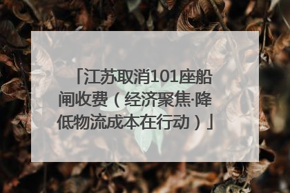 江苏取消101座船闸收费（经济聚焦·降低物流成本在行动）