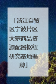 浙江自贸区宁波片区大宗商品资源配置枢纽研究基地揭牌