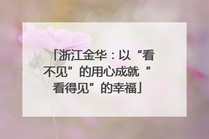 浙江金华：以“看不见”的用心成就“看得见”的幸福
