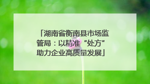 湖南省衡南县市场监管局：以精准“处方”助力企业高质量发展