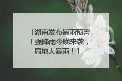 湖南发布暴雨预警！强降雨今晚来袭，局地大暴雨！