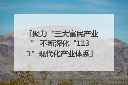 聚力“三大富民产业” 不断深化“1131”现代化产业体系