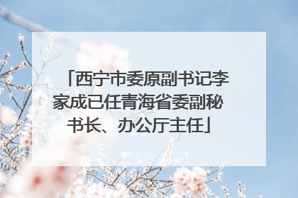 西宁市委原副书记李家成已任青海省委副秘书长、办公厅主任