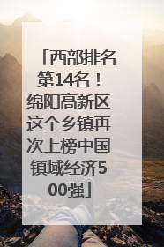 西部排名第14名！绵阳高新区这个乡镇再次上榜中国镇域经济500强