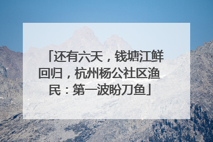 还有六天，钱塘江鲜回归，杭州杨公社区渔民：第一波盼刀鱼