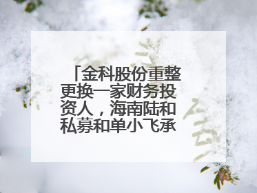 金科股份重整更换一家财务投资人，海南陆和私募和单小飞承接其投资额度