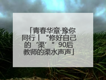 青春华章·豫你同行丨“修好自己的‘渠’”90后教师的渠水声声