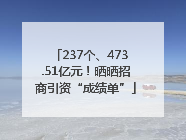 237个、473.51亿元！晒晒招商引资“成绩单”