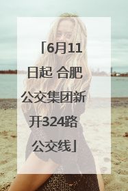 6月11日起 合肥公交集团新开324路公交线