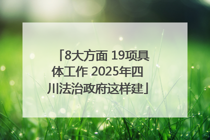 8大方面 19项具体工作 2025年四川法治政府这样建